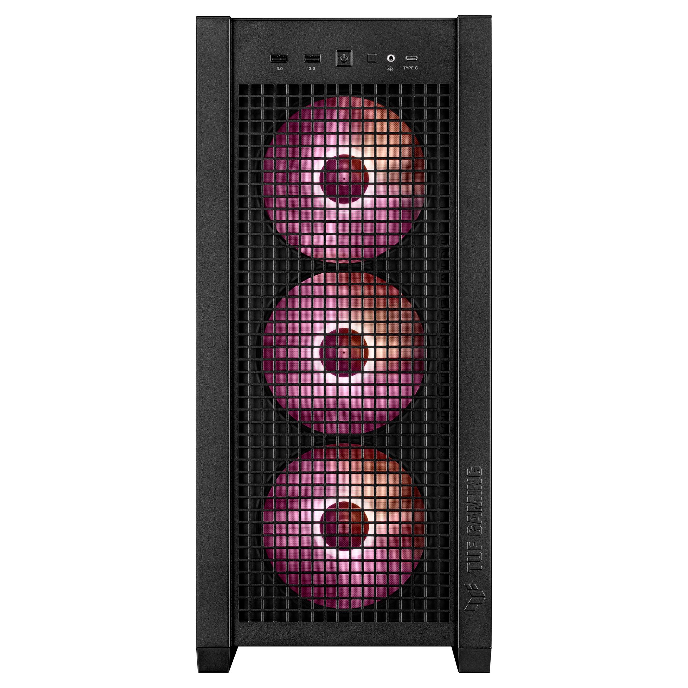 ASUS TUF Gaming GT302 ARGB - Mid tower - udvidet ATX - sidepanel med vindue (hærdet glas) - ingen strømforsyning - USB/Lyd