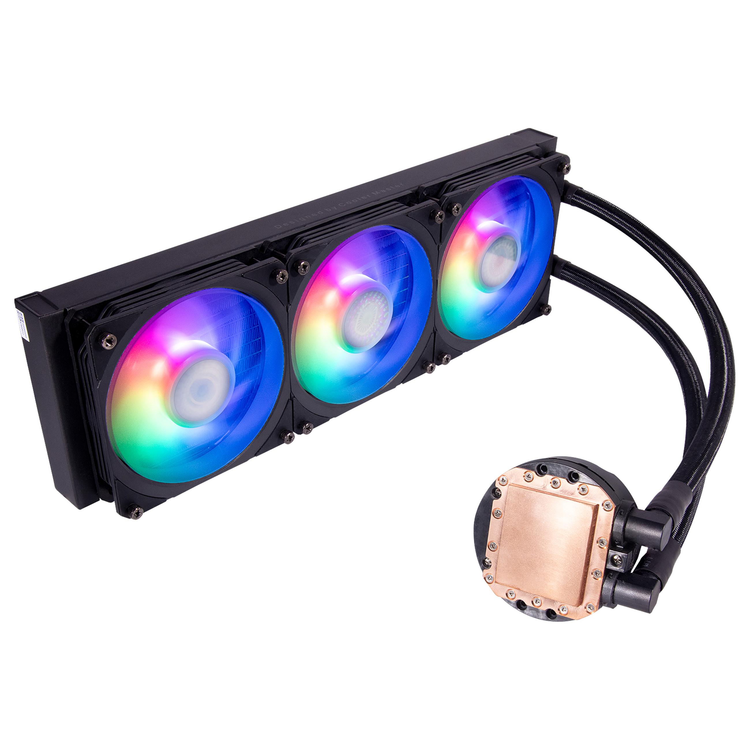 Cooler Master MasterLiquid PL360 FLUX - Processors flydende kølesystem - Radiatorstørrelse: 360 mm - (for: LGA1156, AM2, AM2+, AM3, LGA1155, AM3+, LGA2011, FM1, FM2, LGA1150, FM2+, LGA2011-3, LGA1151, AM4, LGA2066, TR4, LGA1200, LGA1700) - 120 mm - sort