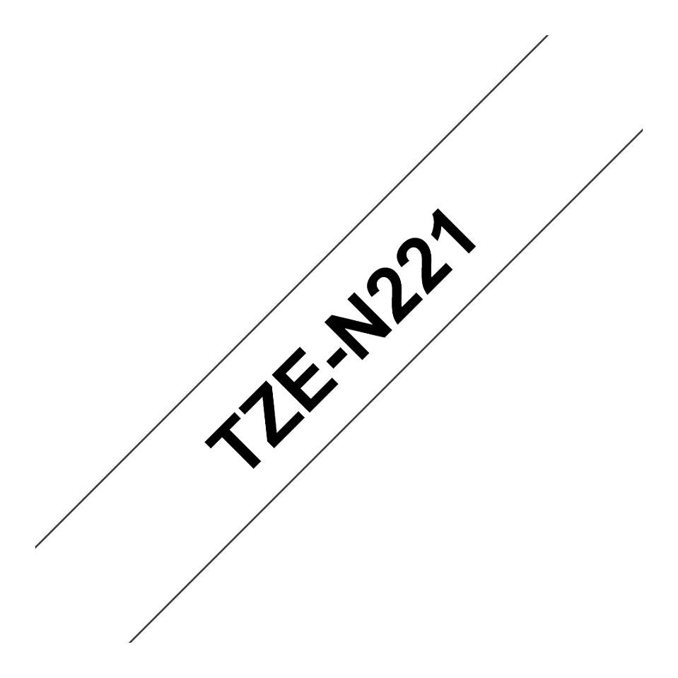 Brother TZN221 - Sort på hvid - Rulle (0,9 cm x 8 m) 1 stk. printerbånd - for P-Touch PT-1100, 1200, 1250, 1750, 18, 1830, 2200, 2400, 2420, 2430, 2700, 9200, PT-GL-200