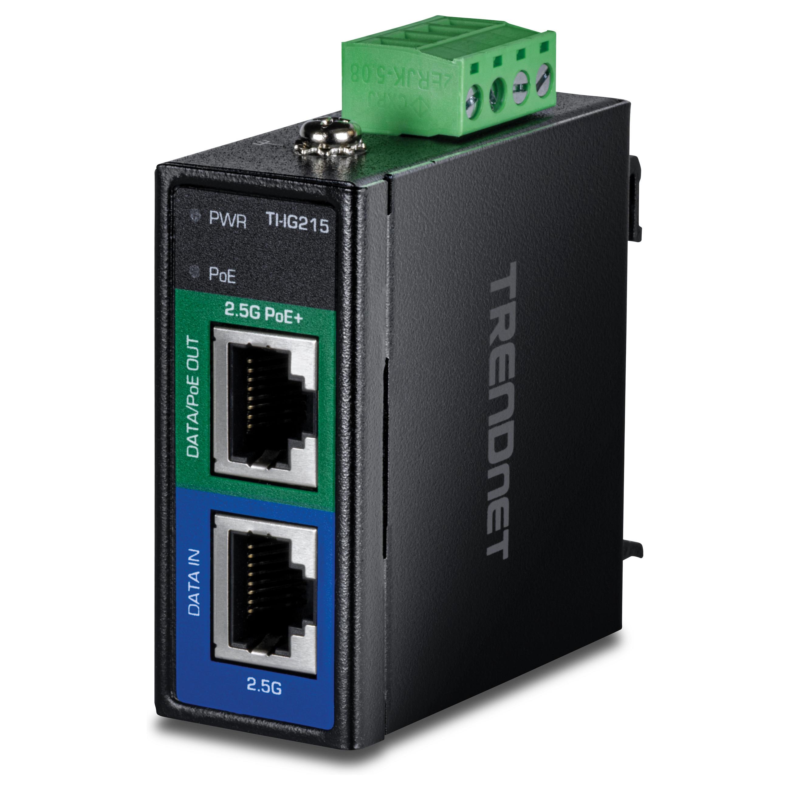TRENDnet TI-IG215 - Version 1 - PoE injector - 2.5G industrial - 30 Watt - TAA Compliant