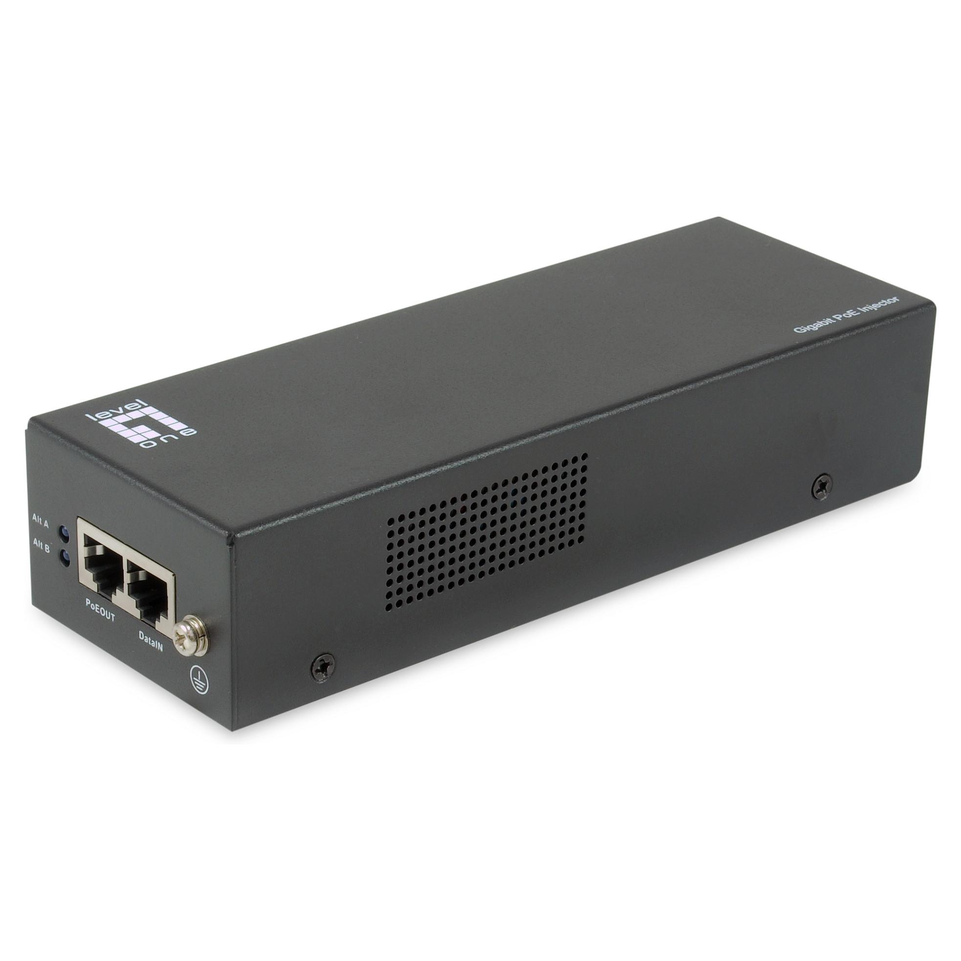 LevelOne Gigabit PoE-injektor 90 W med 802.3af/at/bt til netværk og Ethernet