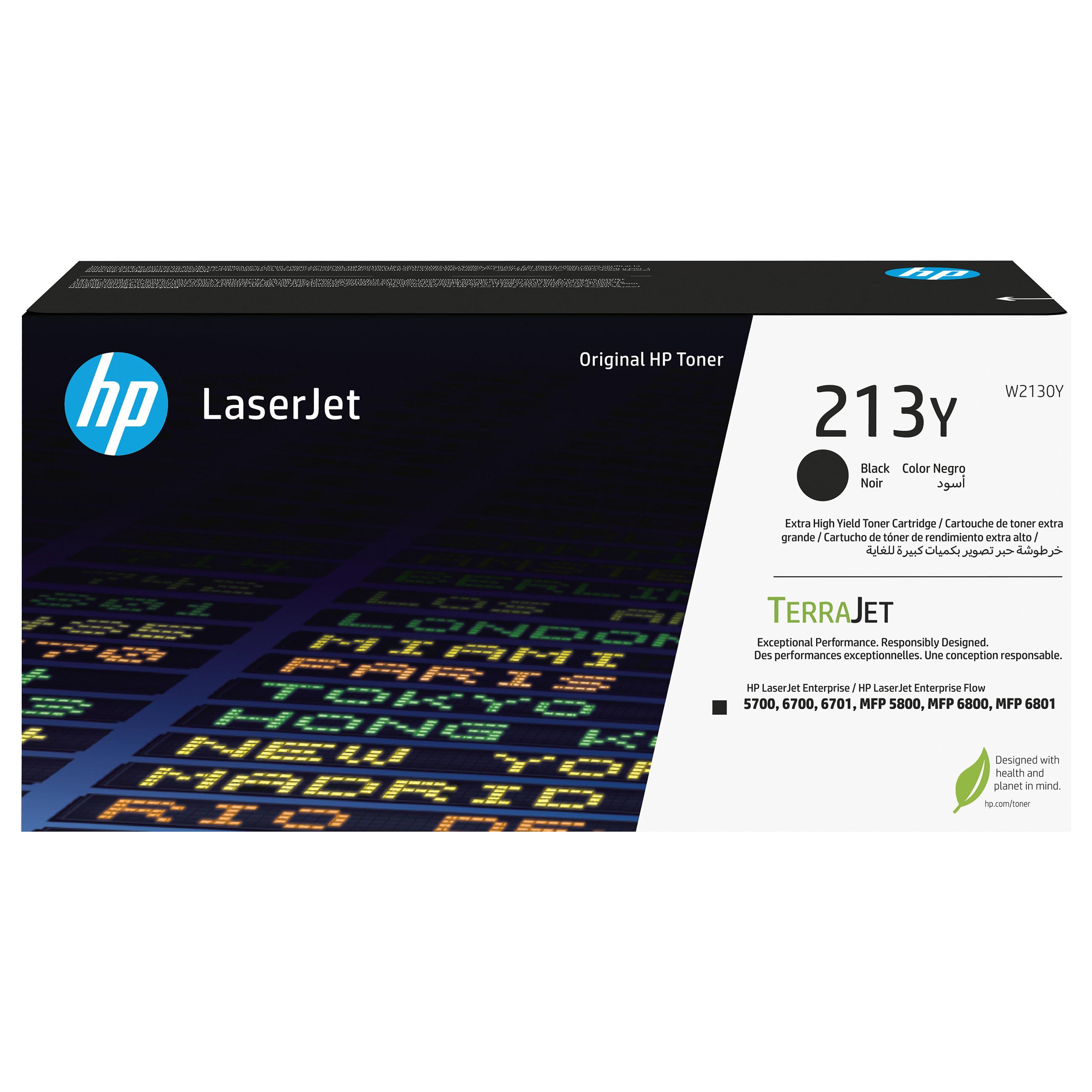 HP 213Y - Særlig høj ydelse - sort - original - LaserJet - tonerpatron (W2130Y) - for Color LaserJet Enterprise 67XX, MFP 5800 LaserJet Enterprise Flow MFP 5800, MFP 6800