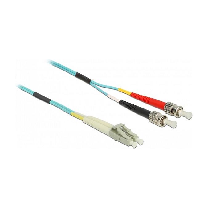 Fiberoptisk kabel DeLOCK LC til ST OM3 0,5 m - aqua