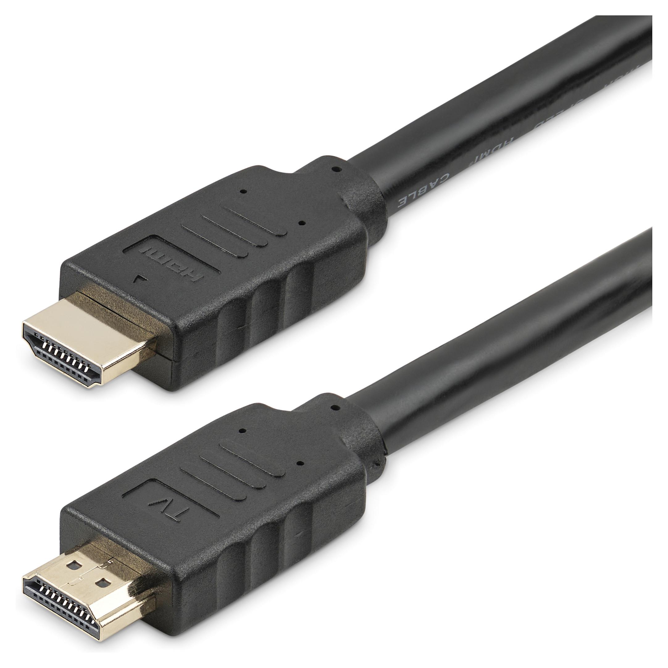 StarTech.com 15m(50ft) HDMI 2.0 Cable, 4K 60Hz Active HDMI Cable, CL2 Rated for In Wall Installation, Long Durable High Speed Ultra-HD HDMI Cable, HDR 10, 18Gbps, Male to Male Cord, Black - Al-Mylar E