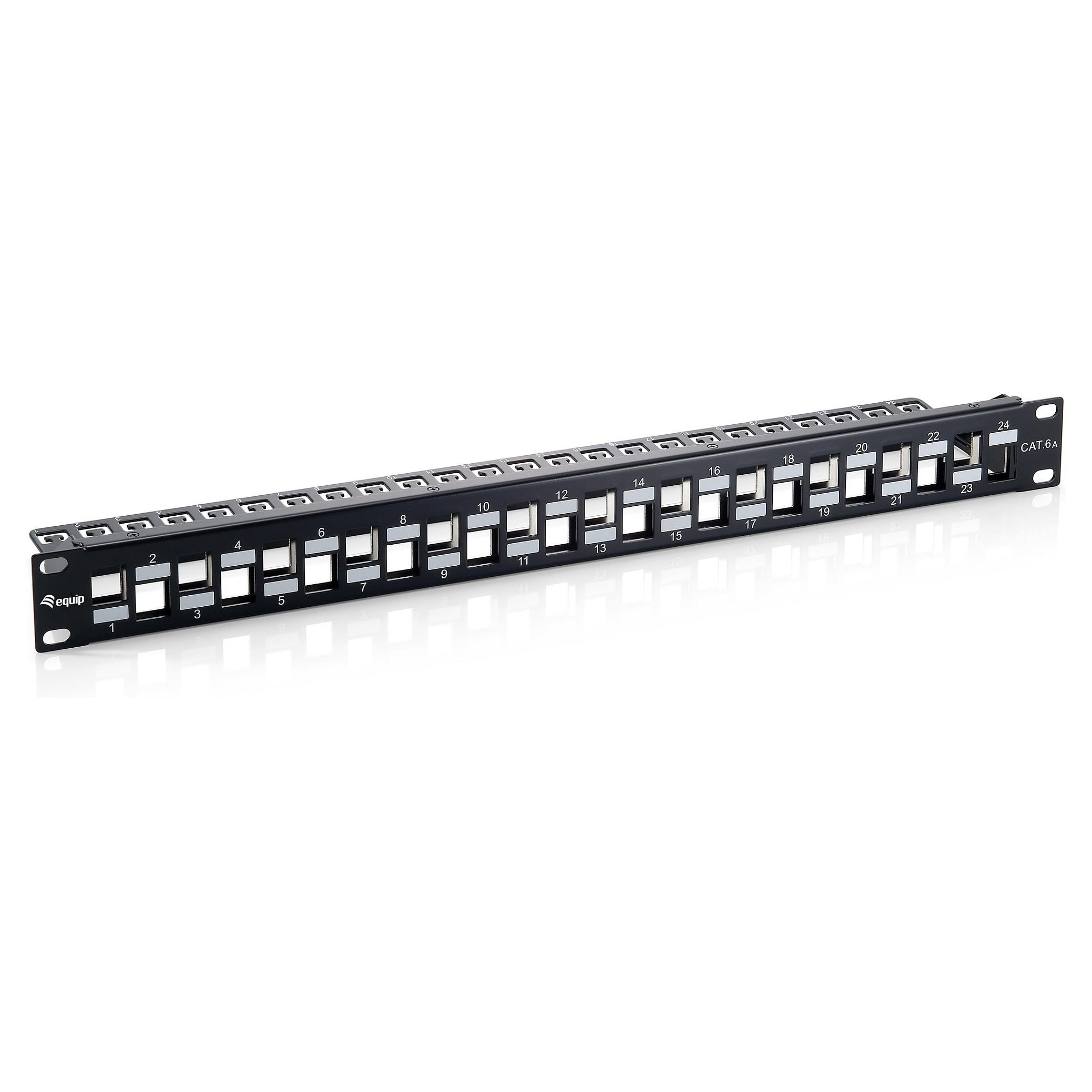 Patchpanel Equip 24-port Cat6A 19" 1U FTP keystone - sort