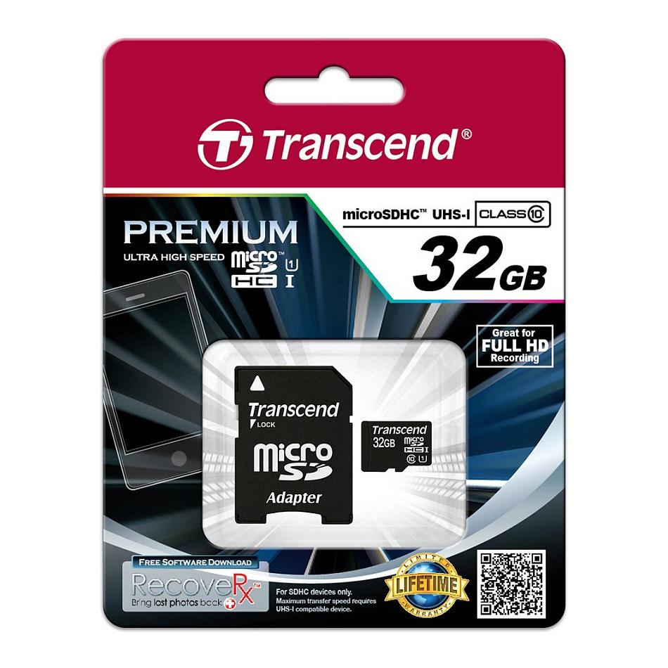 Transcend microSDHC UHS-I 32 GB hukommelseskort inkl. adapter