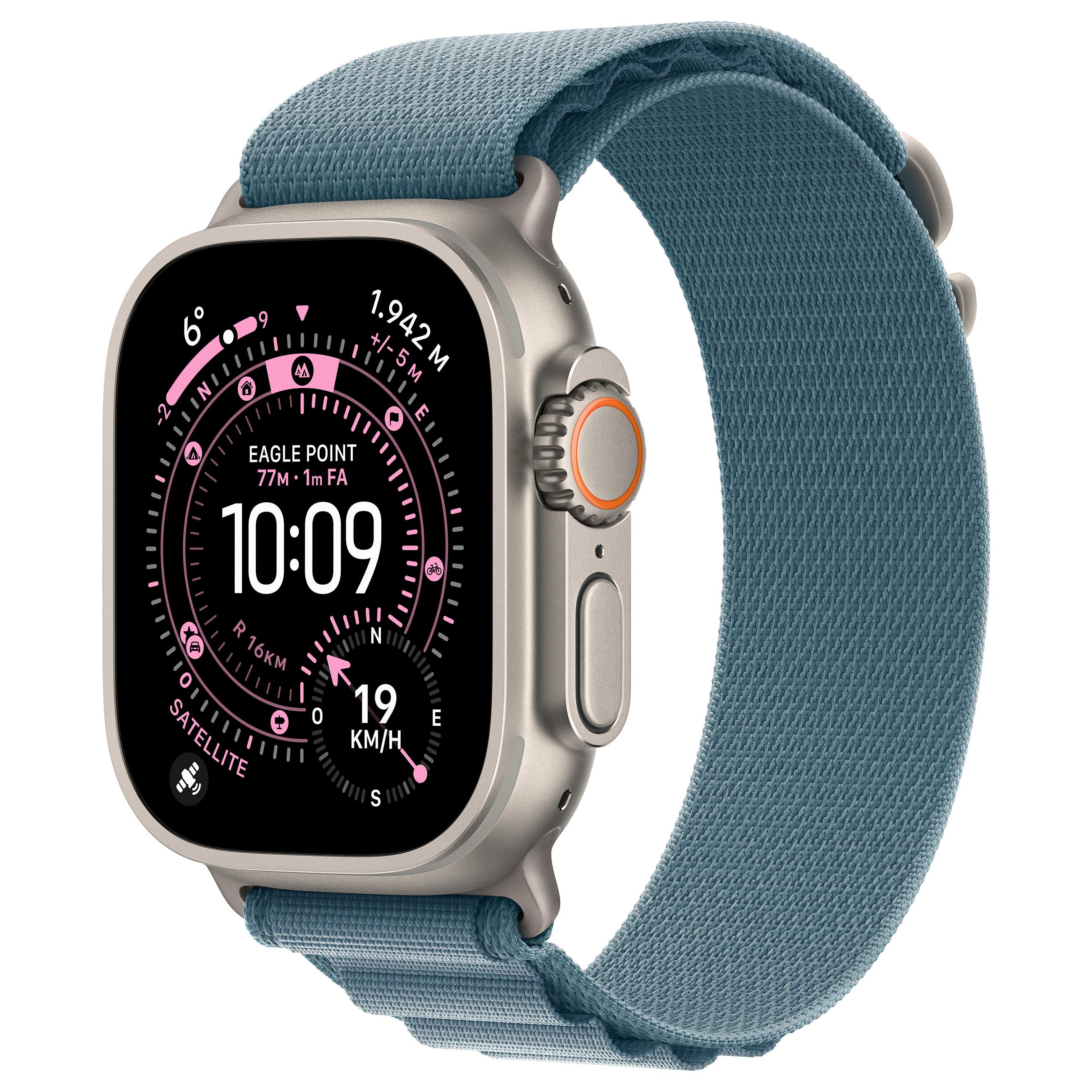 Apple Watch Ultra 3 GPS + Cellular 49mm Natural Titanium Case with Light Blue Alpine Loop - Large