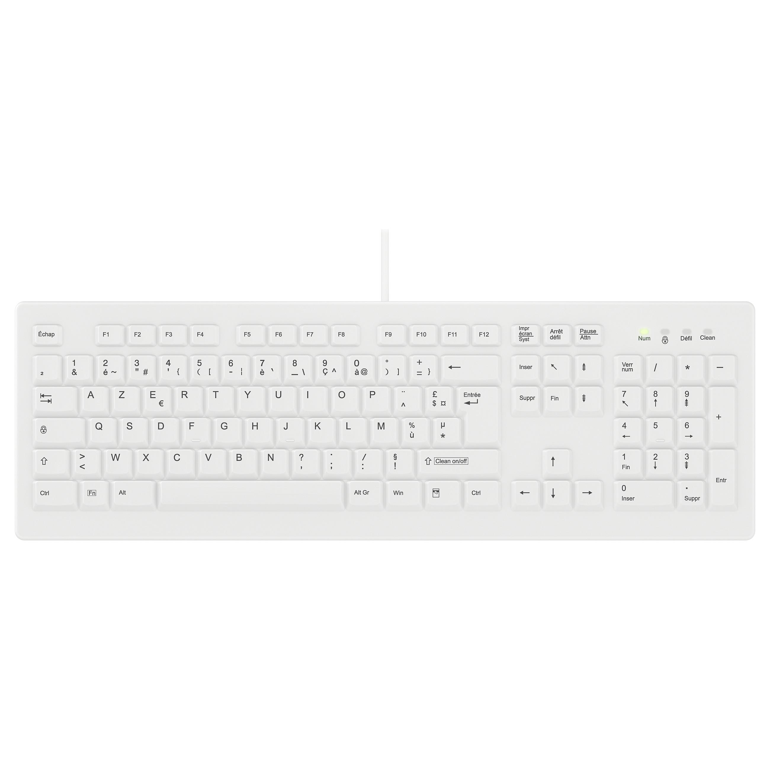 Cherry Contour Active Key MedicalKey ClassicClean AK-C8100 - keyboard - medical hygienic design full size - AZERTY - French - white Input Device - Tastatur - Fransk - Hvid