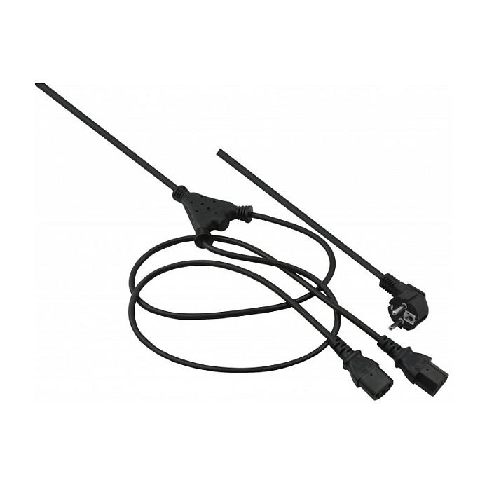 Nettilslutnings-Y-kabel Helos 262674 - CEE 7/7 til 2 x C13, sort, 2 m