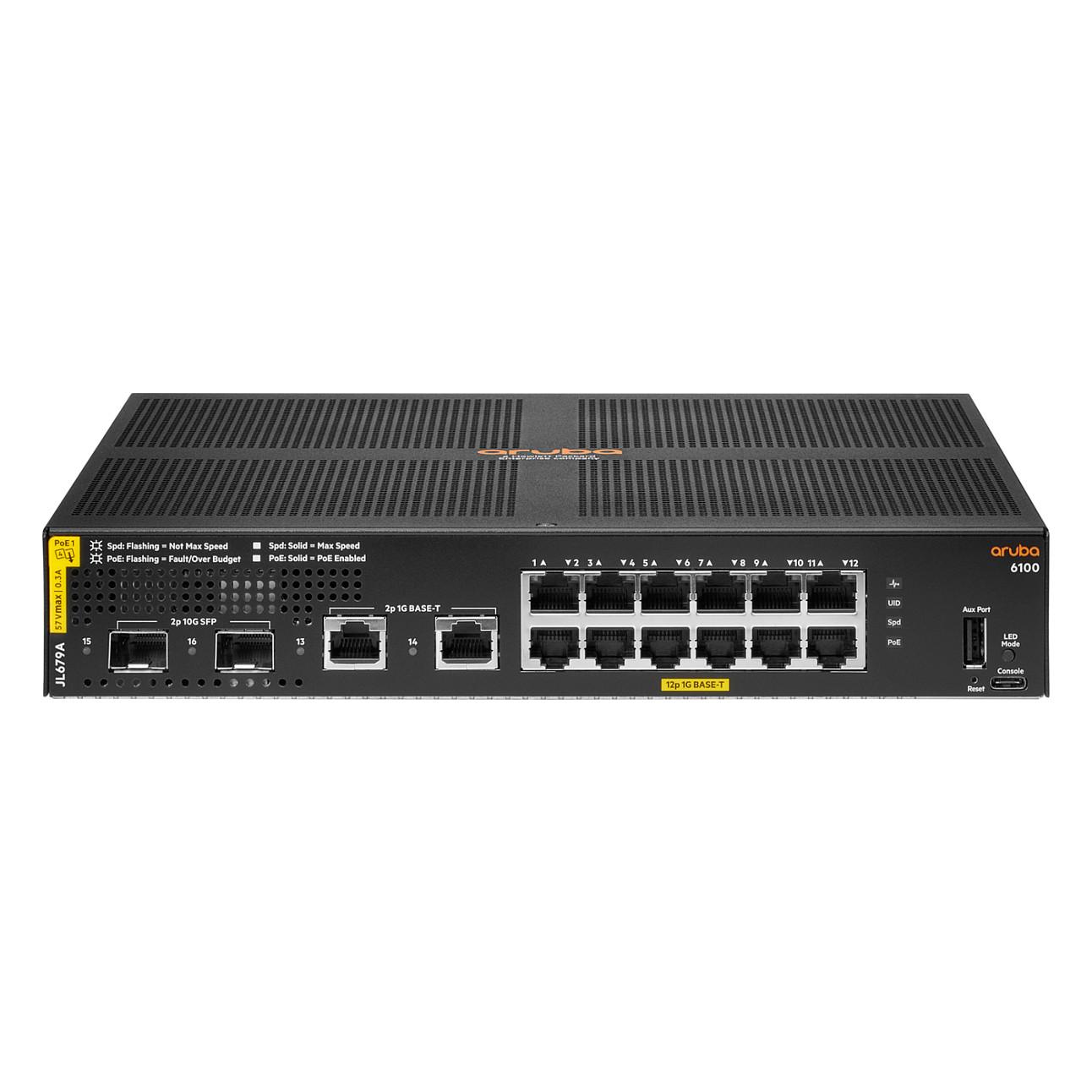 HPE Aruba Networking CX 6100 12G Class4 PoE switch med 2 SFP+ og 139 W PoE-budget billede
