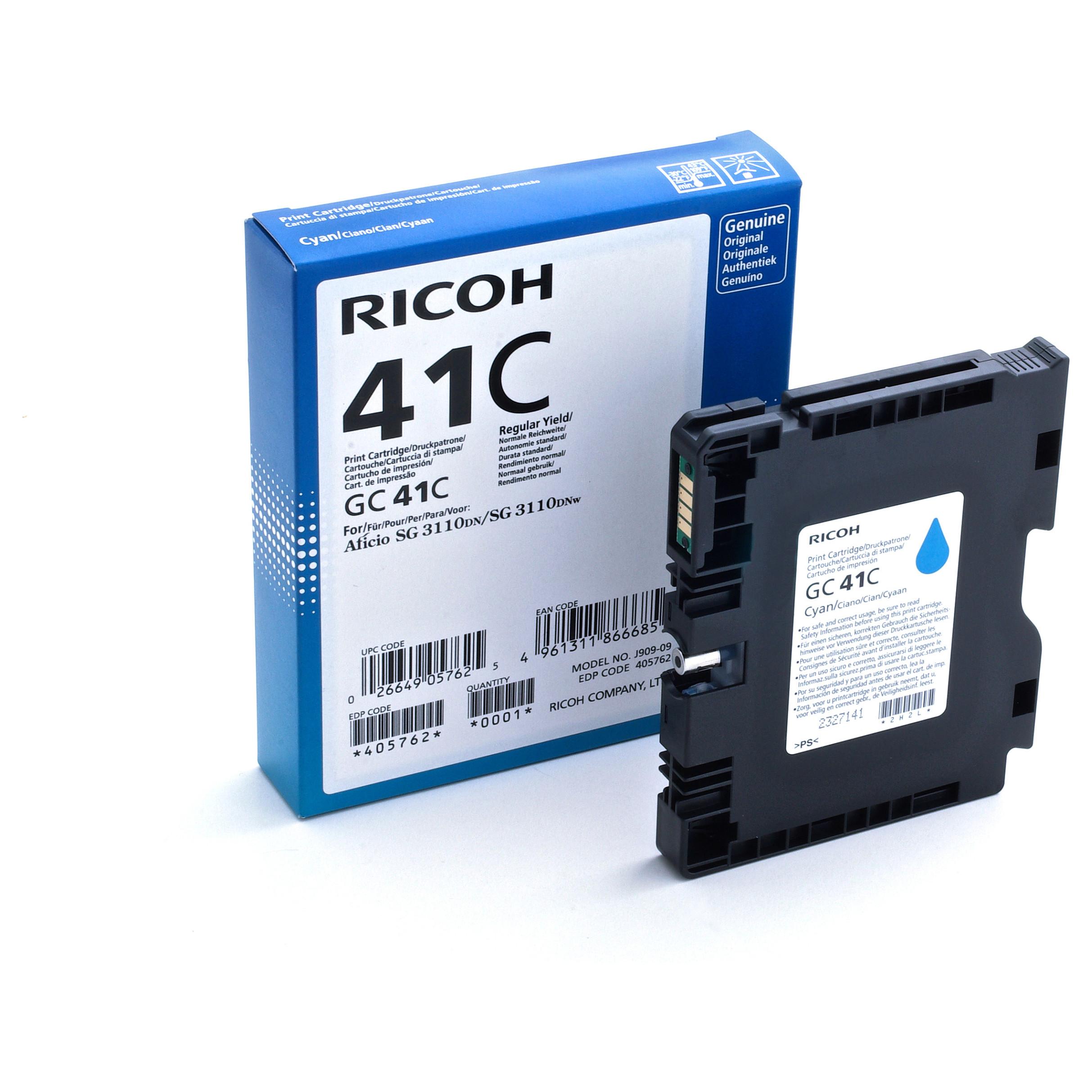 Ricoh GC 41C original blækpatron cyan, standard kapacitet