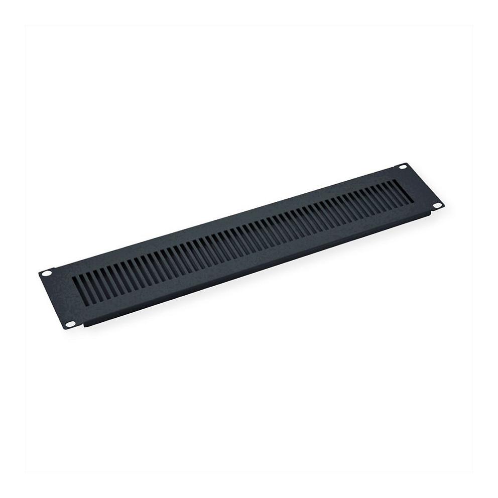 Ventileret frontplade VALUE 19" 2 HE - RAL 9005 dybsort