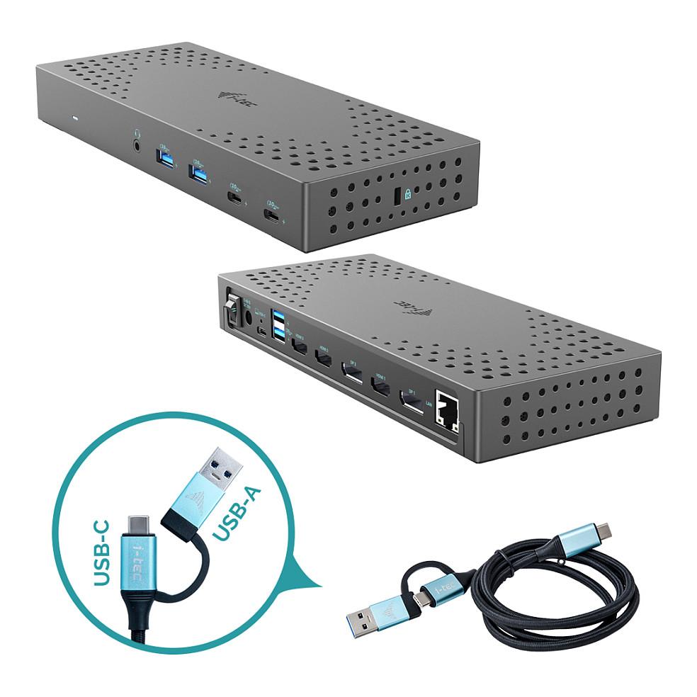 Dockingstation i-tec CATRIPLE4KDOCKPD2 14-i-1 USB-C/Thunderbolt 100 W - grå