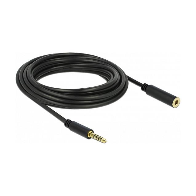 Jack-forlængerkabel DeLOCK 85799 4,4 mm 5-pin han til hun - 5 m, sort