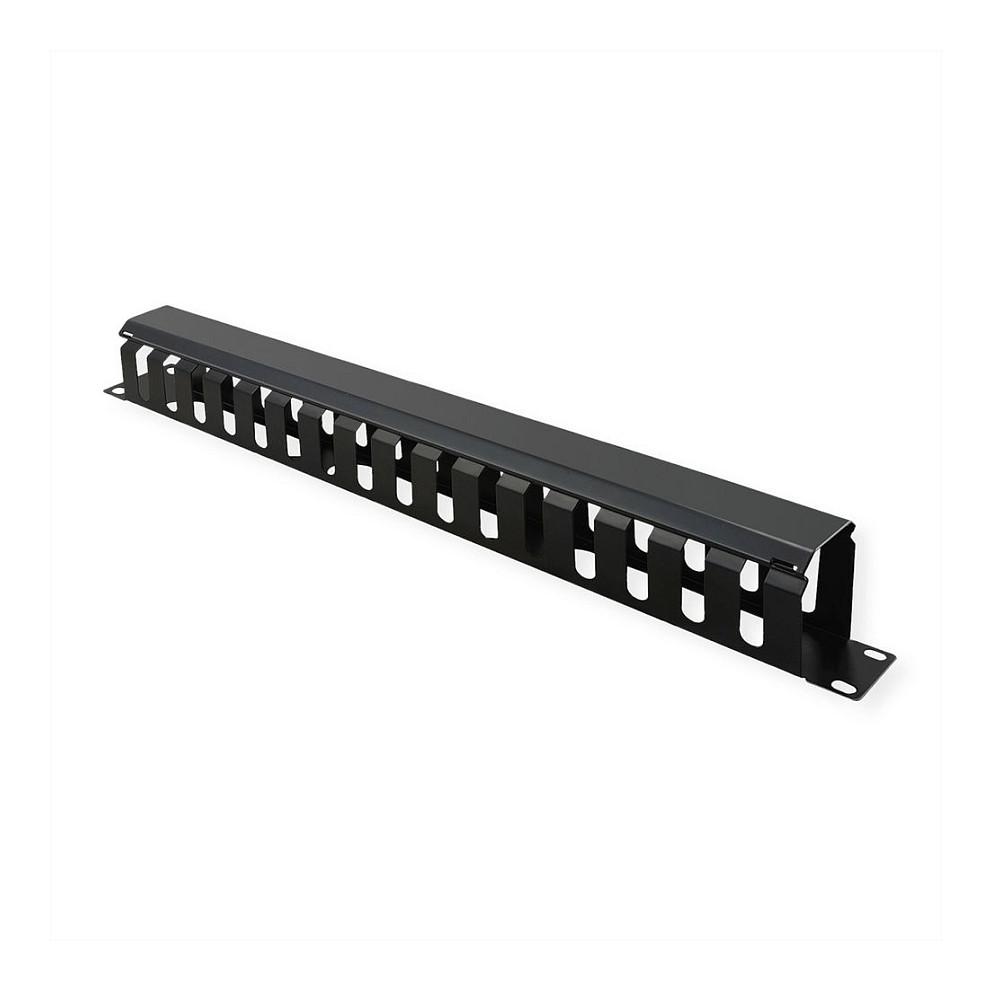 Frontplade med rangierkanal VALUE 19" 1 HE 40 x 40 mm - sort