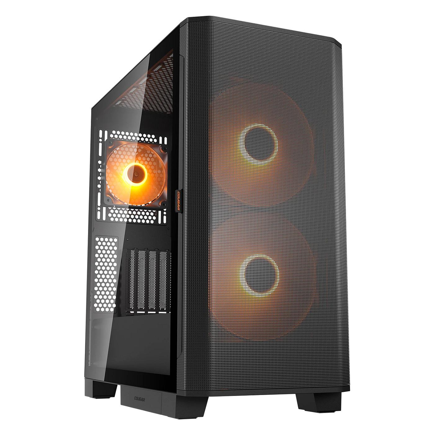 COUGAR Airface FLO ARGB Midi Tower PC-kabinet med sidevindue og 3 installerede blæsere - sort