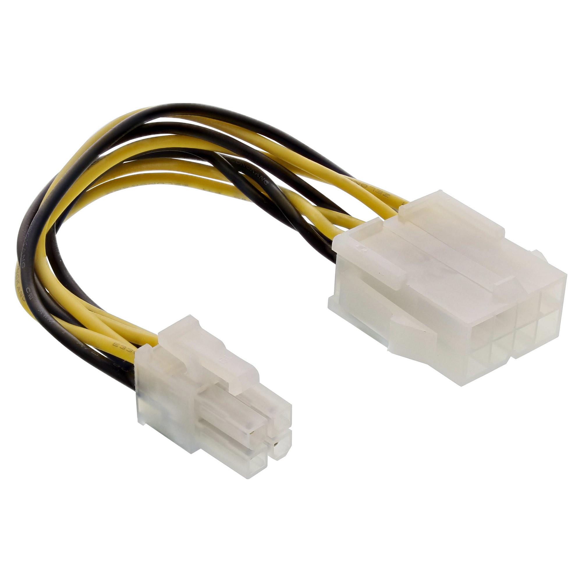 InLine 8 pin intern strøm (female) - Effekt ATX12V 4-pin stik (male) Strømforsyningsadapter
