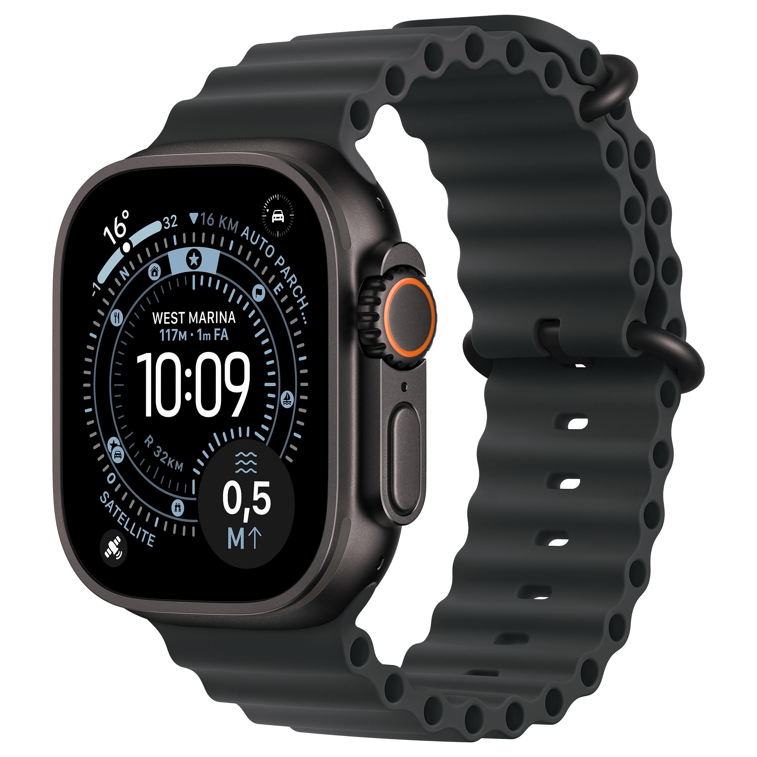 Smartwatch Apple Watch Ultra 3 GPS + Cellular 49 mm - sort titanium med sort Ocean Band