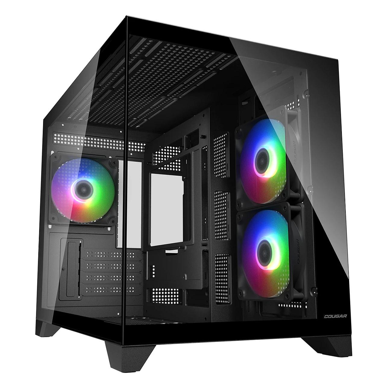 COUGAR FV150 ARGB mini tower PC kabinet - sort med hærdet glas og ARGB-belysning