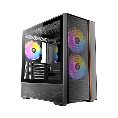 Antec FLUX REAR Midi Tower PC-kabinet - sort med tempered glass og multi-lys
