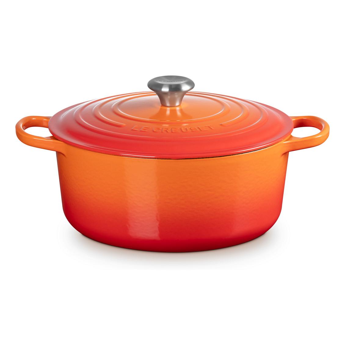 Le Creuset rund støbejernsgryde med låg, orange-rød, 6,7 l