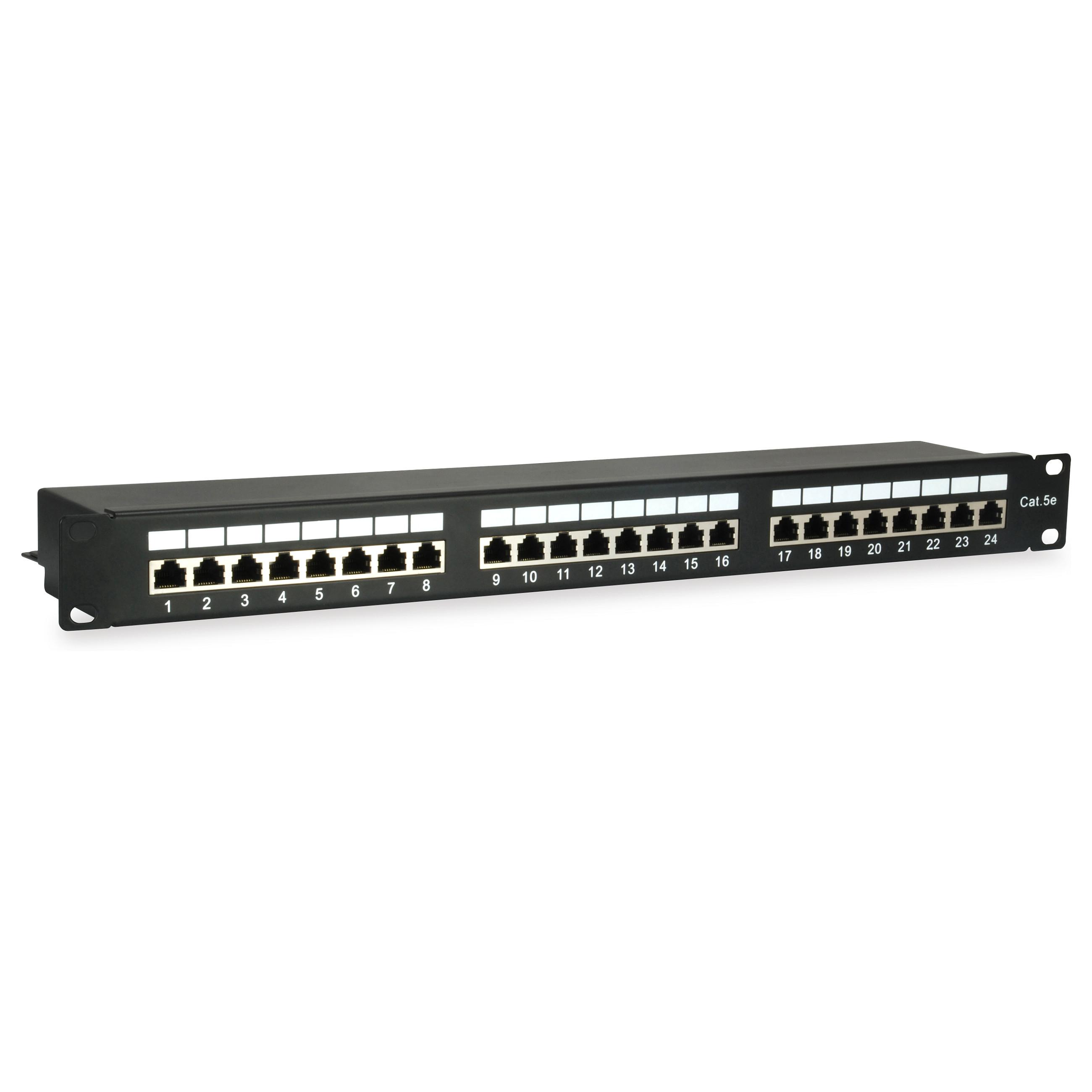 EQUIP 24-port Cat.5e skærmet patchpanel 1U til rackmontering - sort