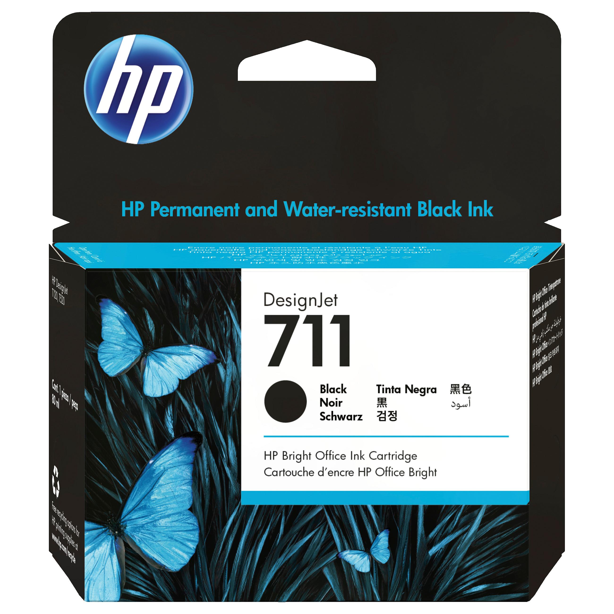 HP 711 CZ133A blækpatron til DesignJet T120/T520, sort, 80 ml