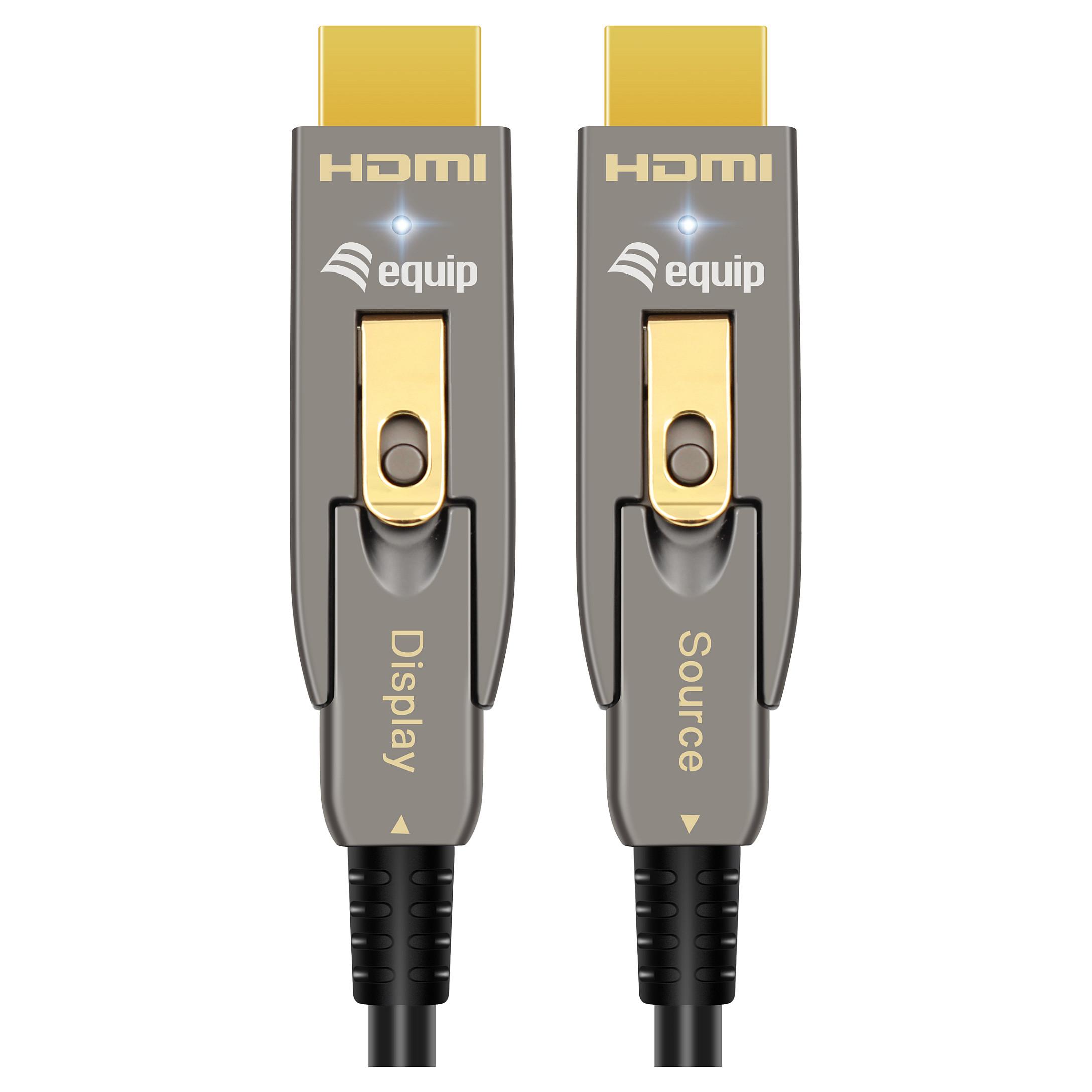 Equip HDMI 2.0 aftageligt Type D + A aktivt optisk HDMI-kabel 15 m 4K/60 Hz