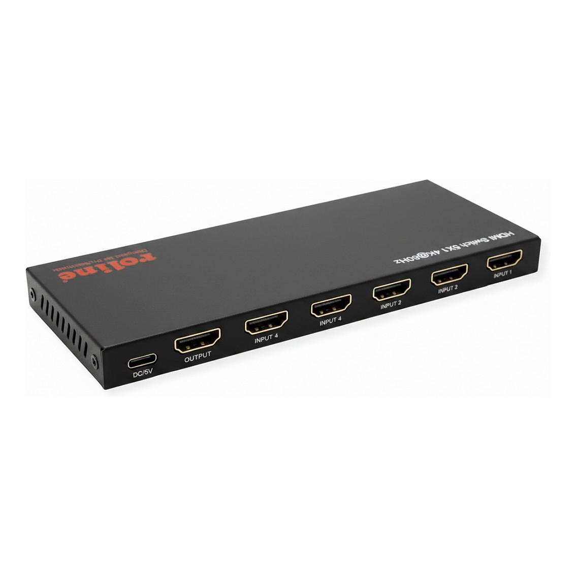 HDMI-switch ROLINE 4K 5-port med fjernbetjening