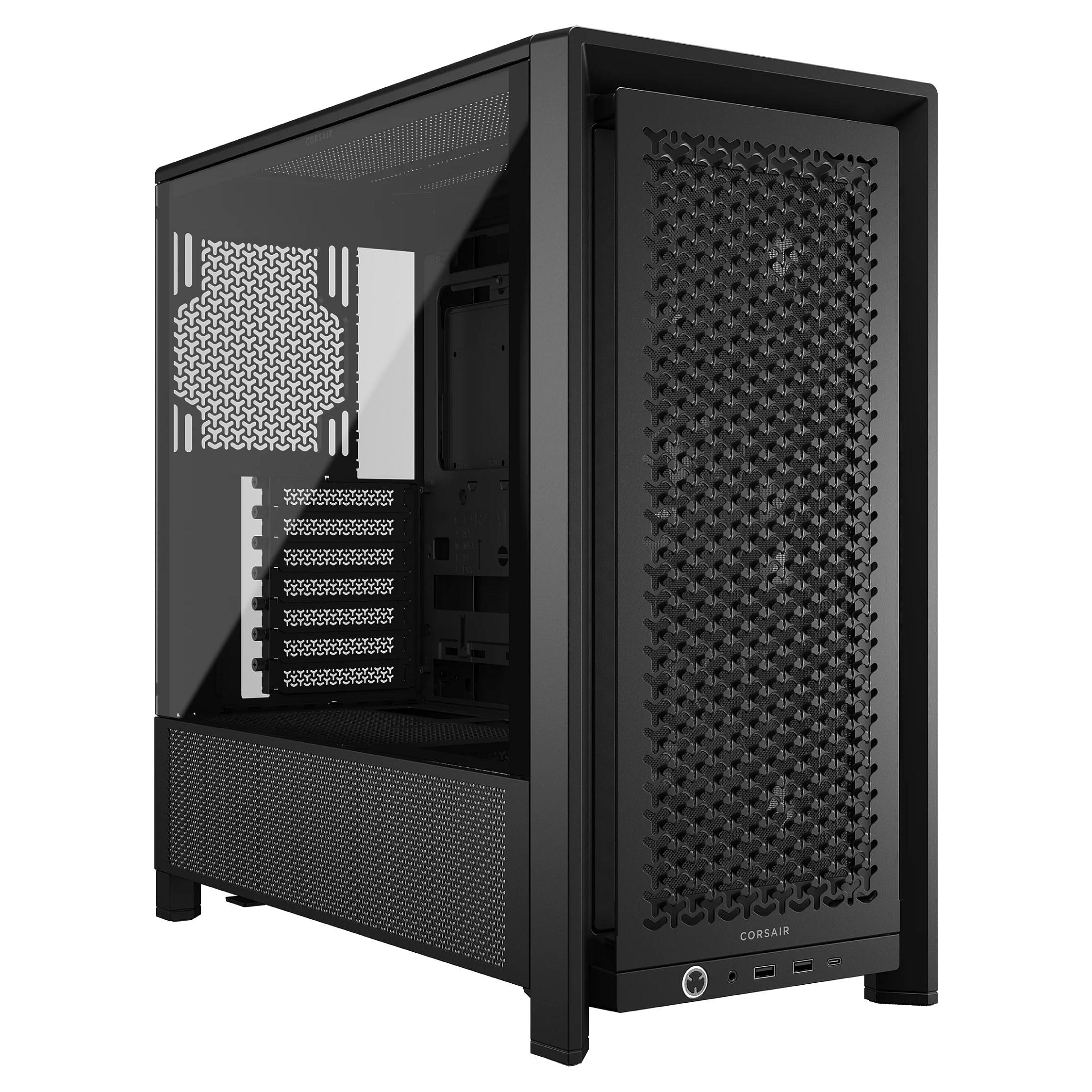 CORSAIR FRAME 4000D RS - Midi-tårn gaming - udvidet ATX - sidepanel med vindue (hærdet glas) - ingen strømforsyning (ATX) - sort - USB/Lyd