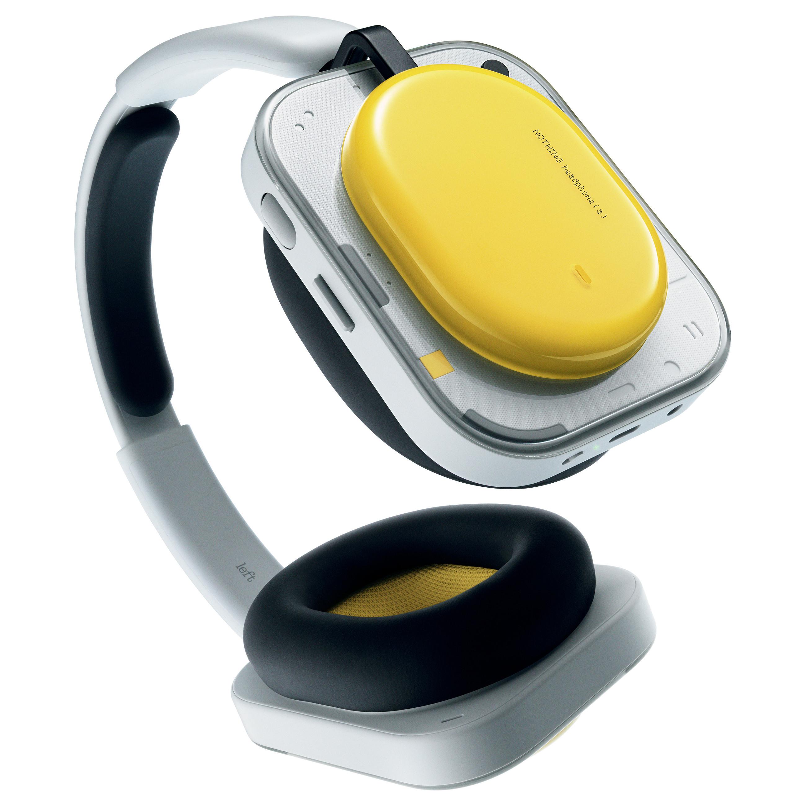 Nothing Headphone (a) - Hovedtelefoner med mik. - fuld størrelse - Bluetooth - trådløs, kablet - aktiv støjfjerning - 3,5 mm jackstik, USB-C - gul