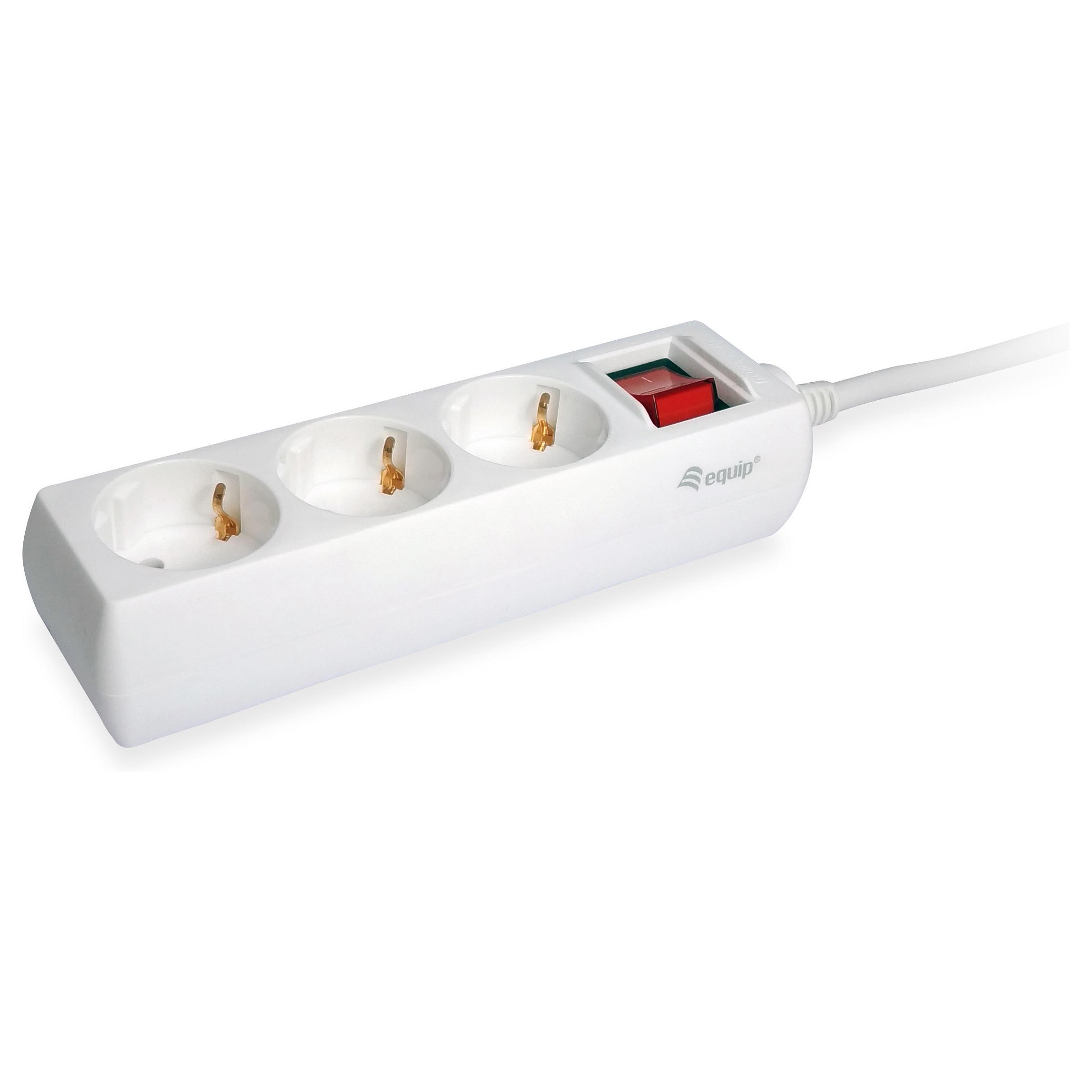 Stikdåse Equip 245551 3-vejs Schuko - 1,5 m, hvid