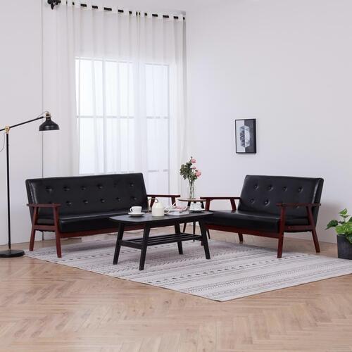 2 personers sofa kunstlæder sort