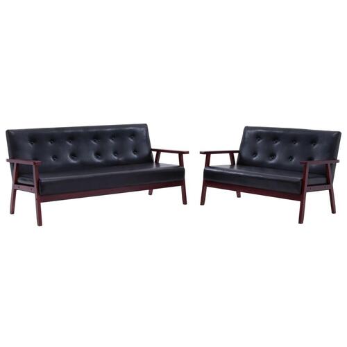 2 personers sofa kunstlæder sort