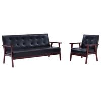 2 personers sofa kunstlæder sort