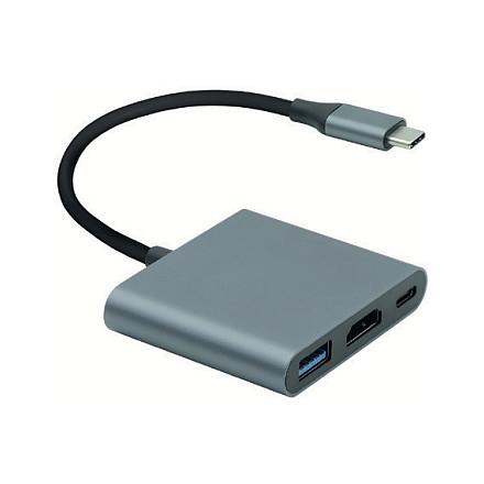 USB-C til HDMI-adapter ROLINE 12.03.3199 med USB-A og USB-C PD - grå