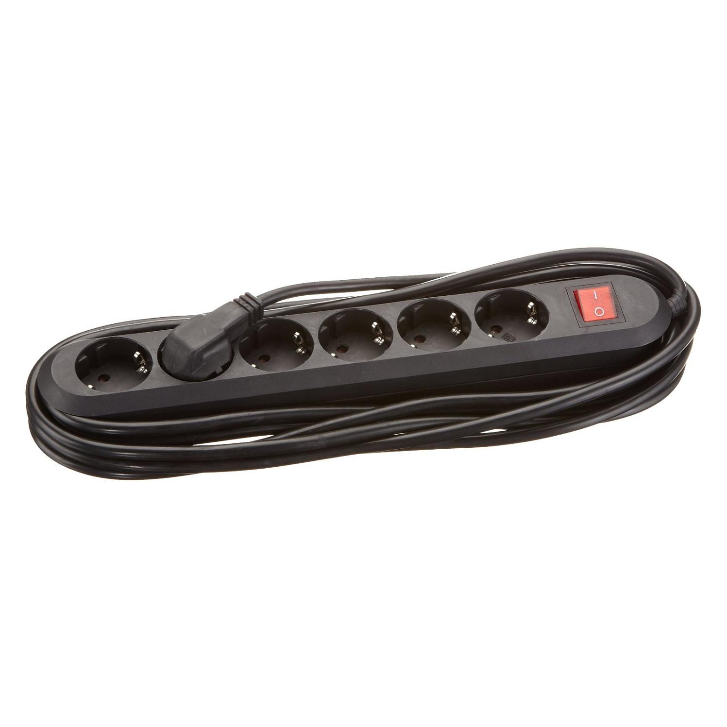 Stikdåse Bachmann Smart - 6 jordede udtag, sort, 1,5 m