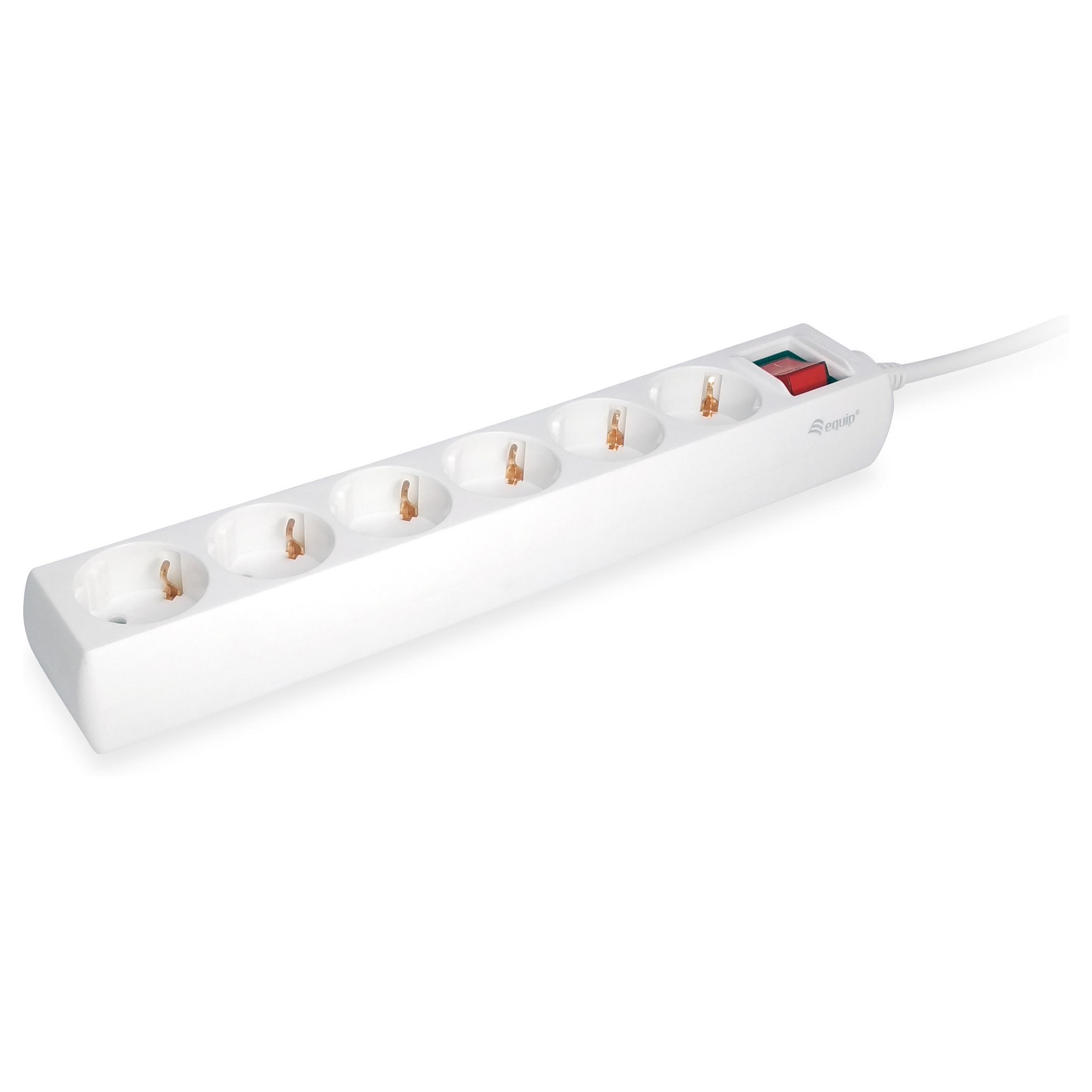 Stikdåse Equip 245552 - 6 x Schuko, 1,5 m, hvid