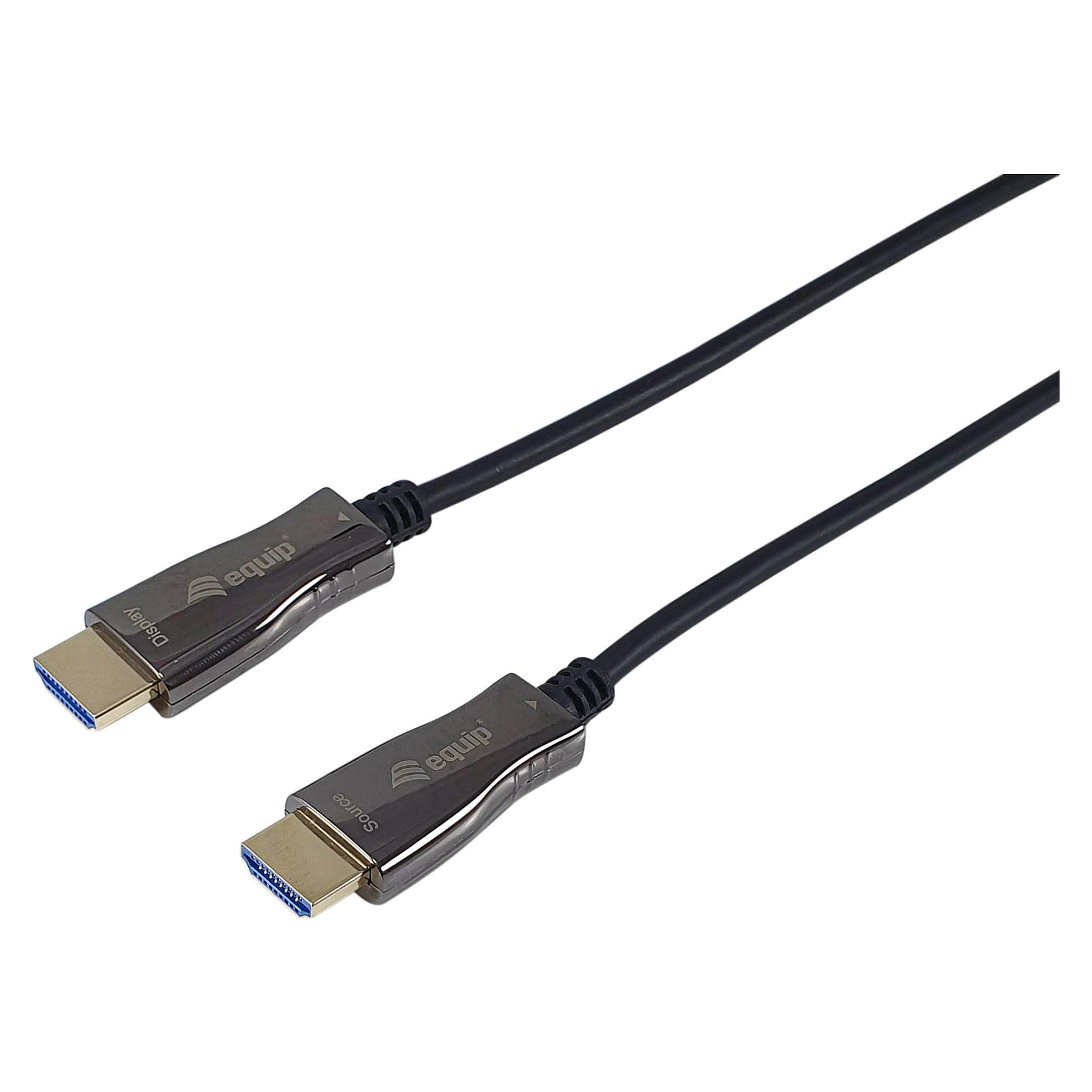 Equip HDMI 2.0 aktivt optisk kabel 20 m - 4K/60 Hz, HDMI Type A til HDMI Type A, sort