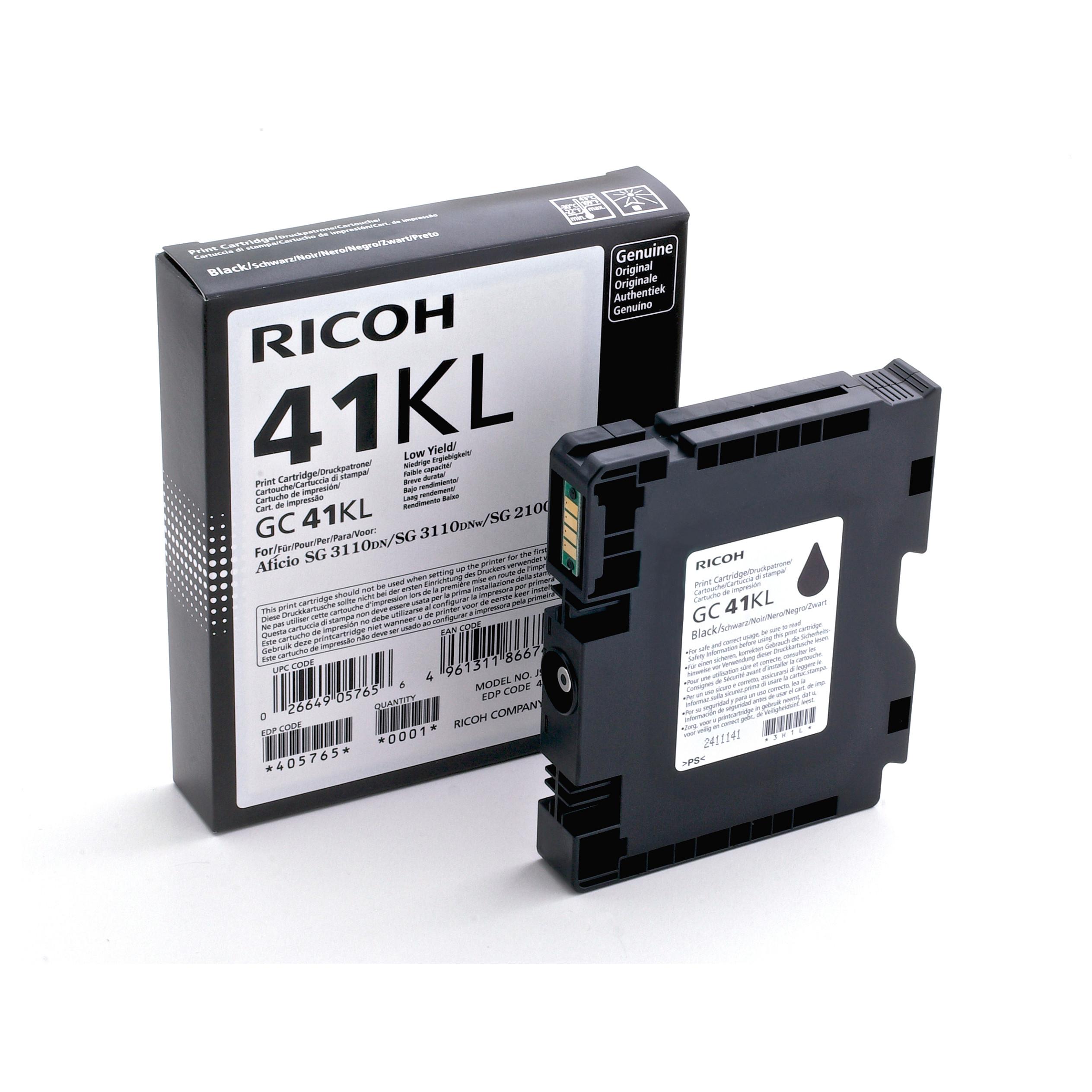 Ricoh GC 41KL original sort blækpatron til SG 3110DN/3110DNw/2100N - 1 stk.