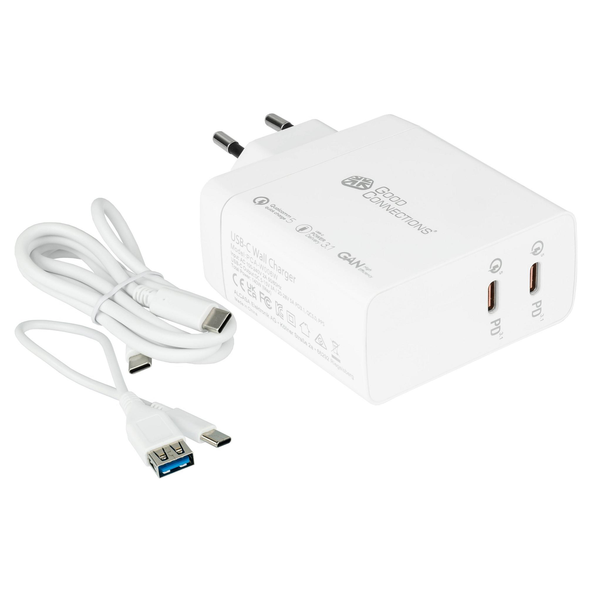 USB-C vægoplader Good Connections PCA-W006W 140 W - hvid