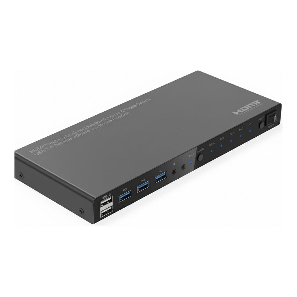 KVM-switch ROLINE HDMI 4K USB 1 bruger - 4 pc'er med 3-port USB-hub