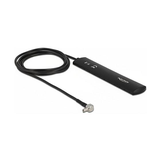 Delock LTE Antenne TS9 Stecker 1,5 dBi omnidirektional starr mit Anschlusskabel RG-174 1 m Klebemontage outdoor schwarz (90711)