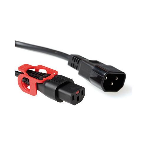 Strømkabel ACT PC1525 C13 IEC Lock+ til C14 - sort 1 m