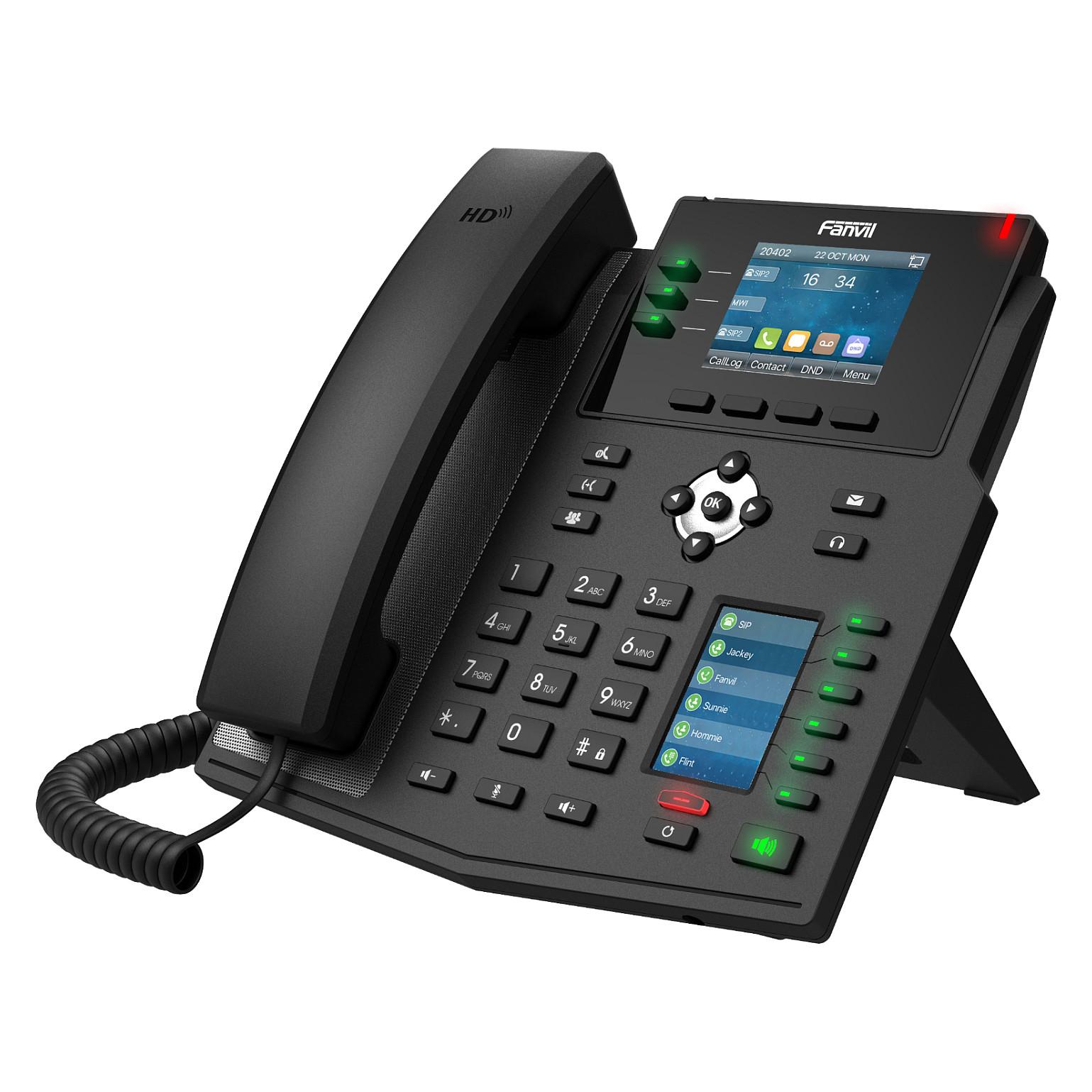 Fanvil X4U V2 IP-telefon - sort fastnettelefon med 12 linjer, LCD, Wi-Fi og Bluetooth