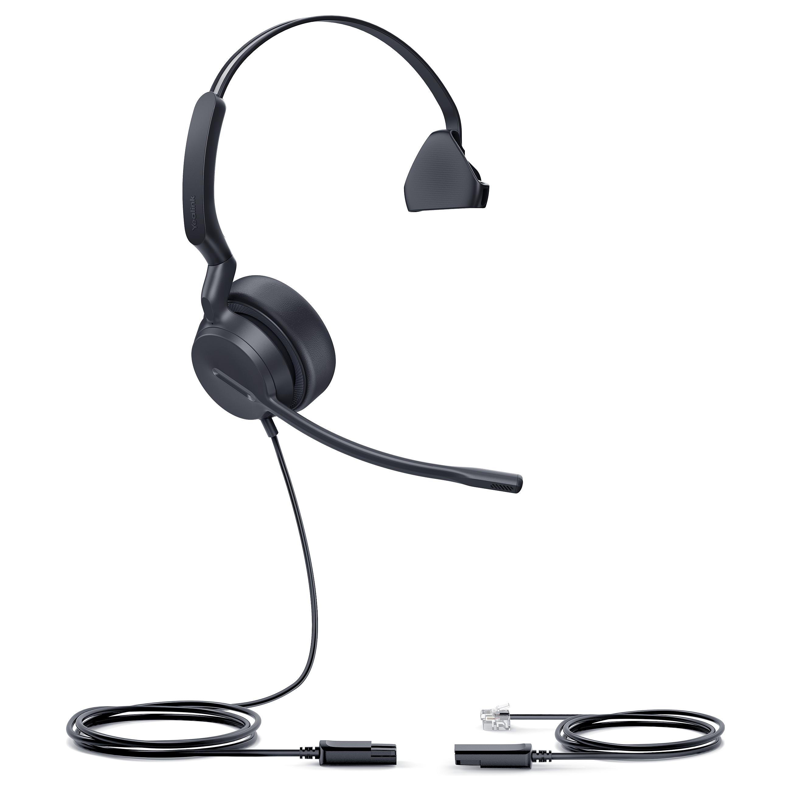 Yealink YHS36 Mono Headset - Justerbar Mikrofonarm, Noise Cancelling - Sort