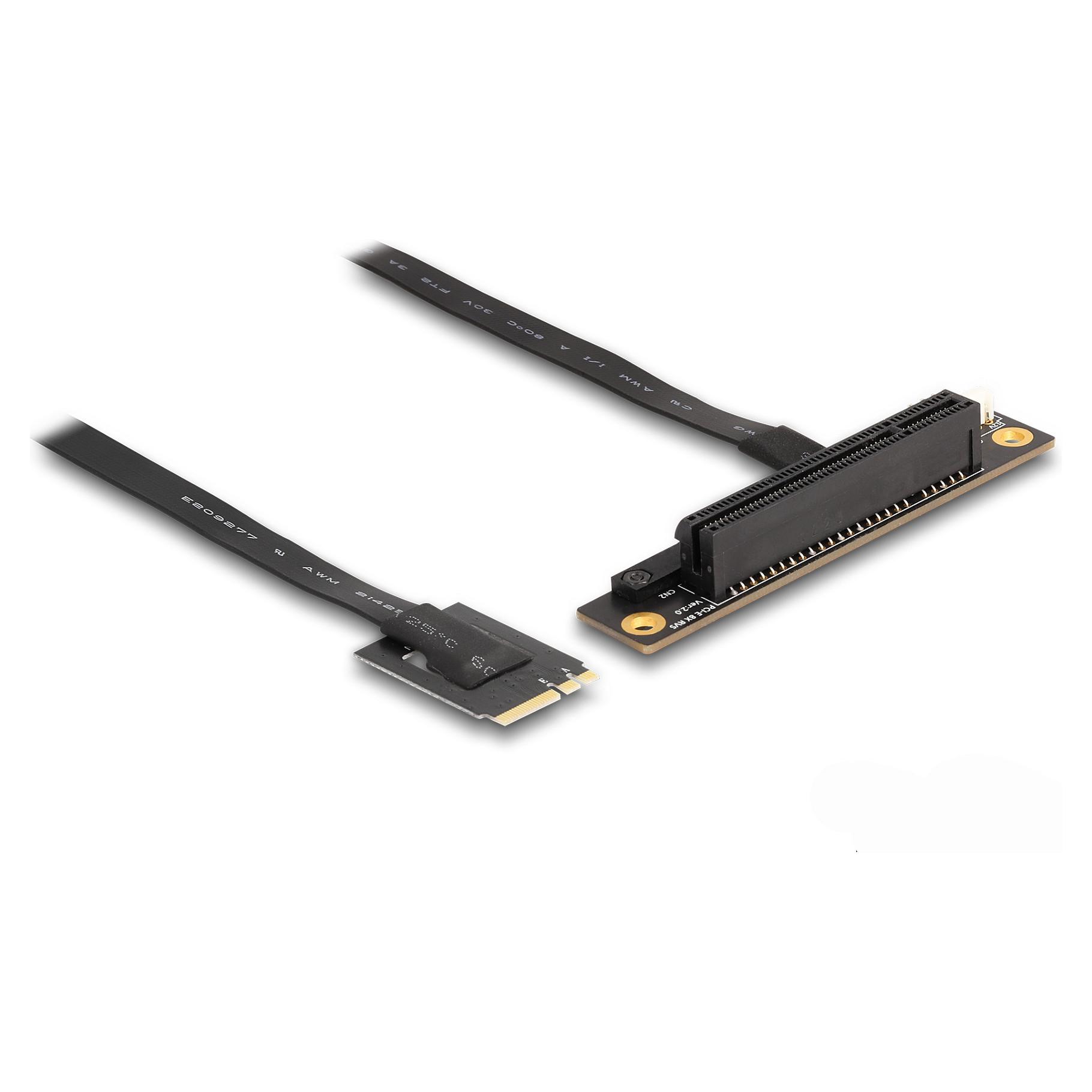 Adapter DeLOCK M.2 Key A+E til PCIe x8 NVMe - vinklet, 20 cm