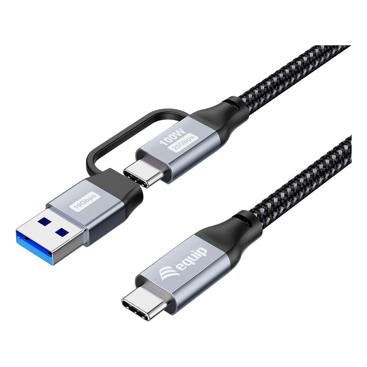 USB-C-kabel Equip 128431 USB-C til USB-C/USB-A - 1 m, sort