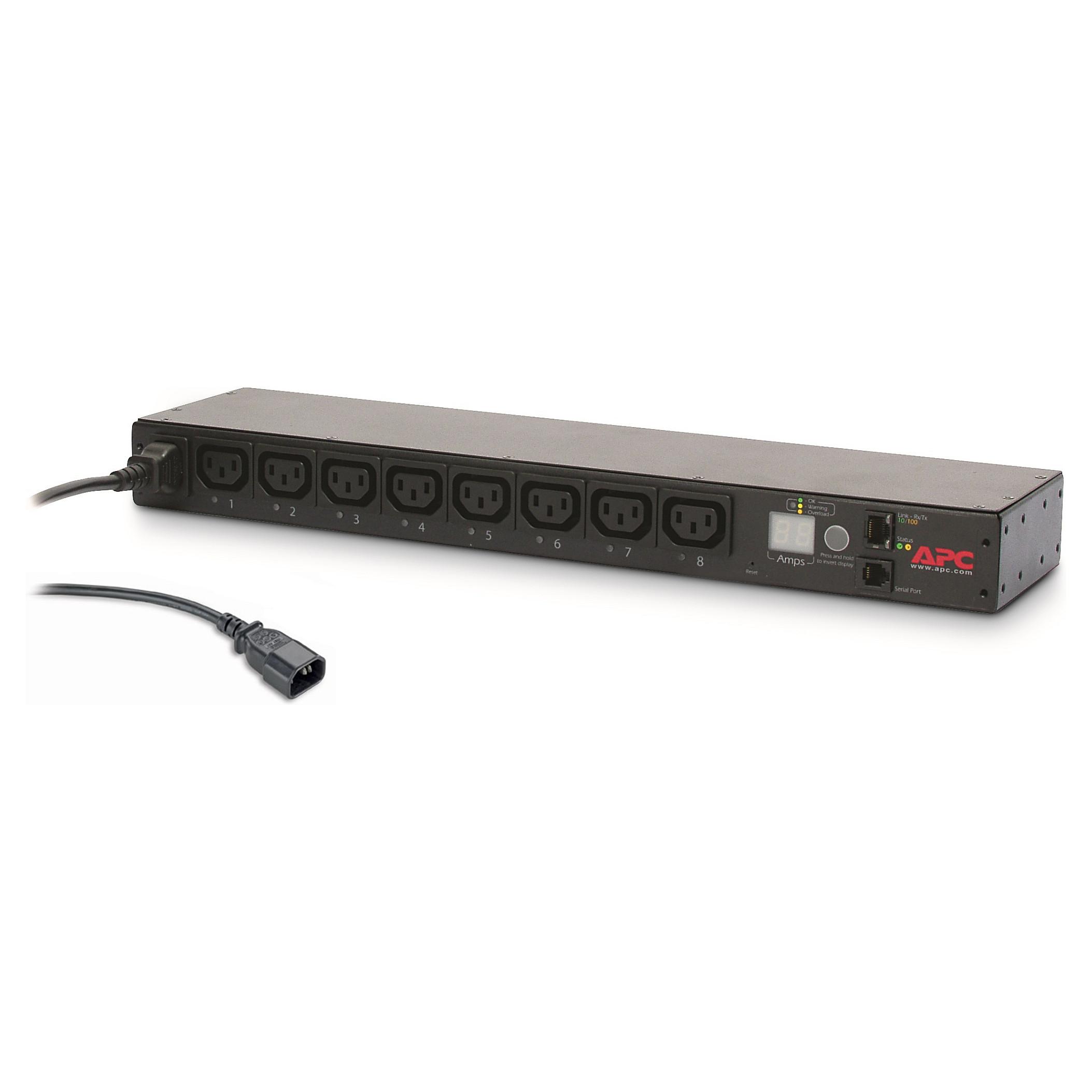APC Switched Rack PDU AP7920B - Strømfordelingsenhed - AC 200/208/230 V - 2300 VA - Ethernet - input: IEC 60320 C14 - output-stikforbindelser: 8 (pow