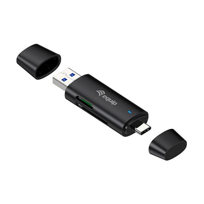Kortlæser Equip 245462 USB-C/USB-A til SD og MicroSD - sort